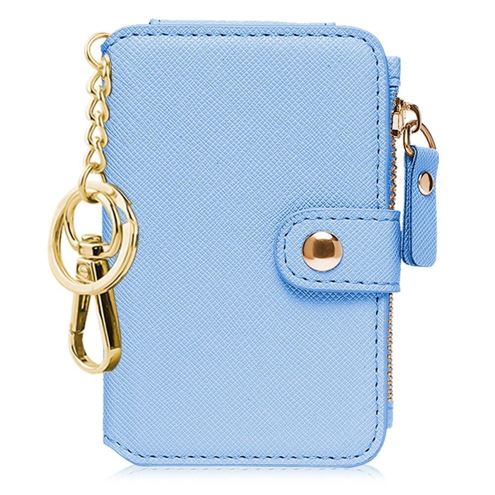 7477 Keychain wallet, Rfid Blocking Credit Card Holder Leather, Zipper Card